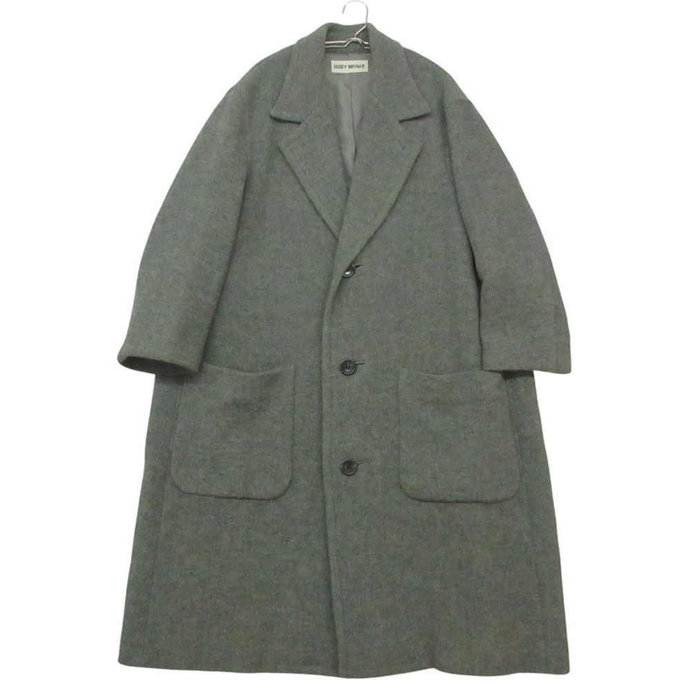 90s Vintage ISSEY MIYAKE イッセイミヤケ チェスターコート ダブルブレスト ジャケット ロング丈 1996AW アウター グレー M レディース 【中古】