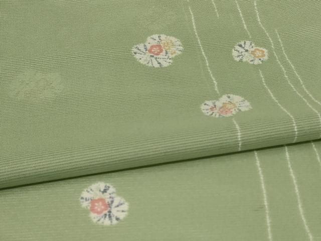 平和屋着物＊夏物　小紋　絽　草花文　洗える着物　AABH3194jd