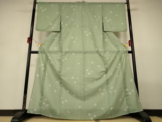 平和屋着物＊夏物　小紋　絽　草花文　洗える着物　AABH3194jd