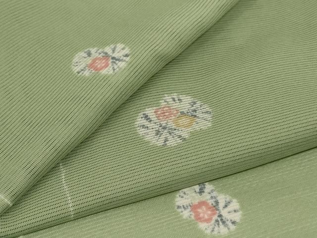 平和屋着物*夏物 小紋 絽 草花文 洗える着物 AABH3194jd