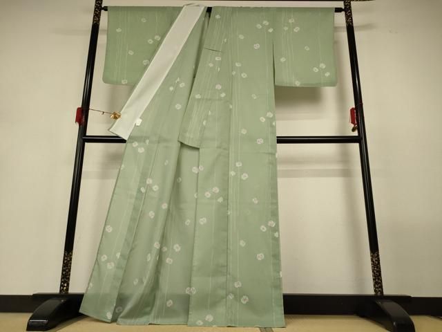 平和屋着物＊夏物　小紋　絽　草花文　洗える着物　AABH3194jd