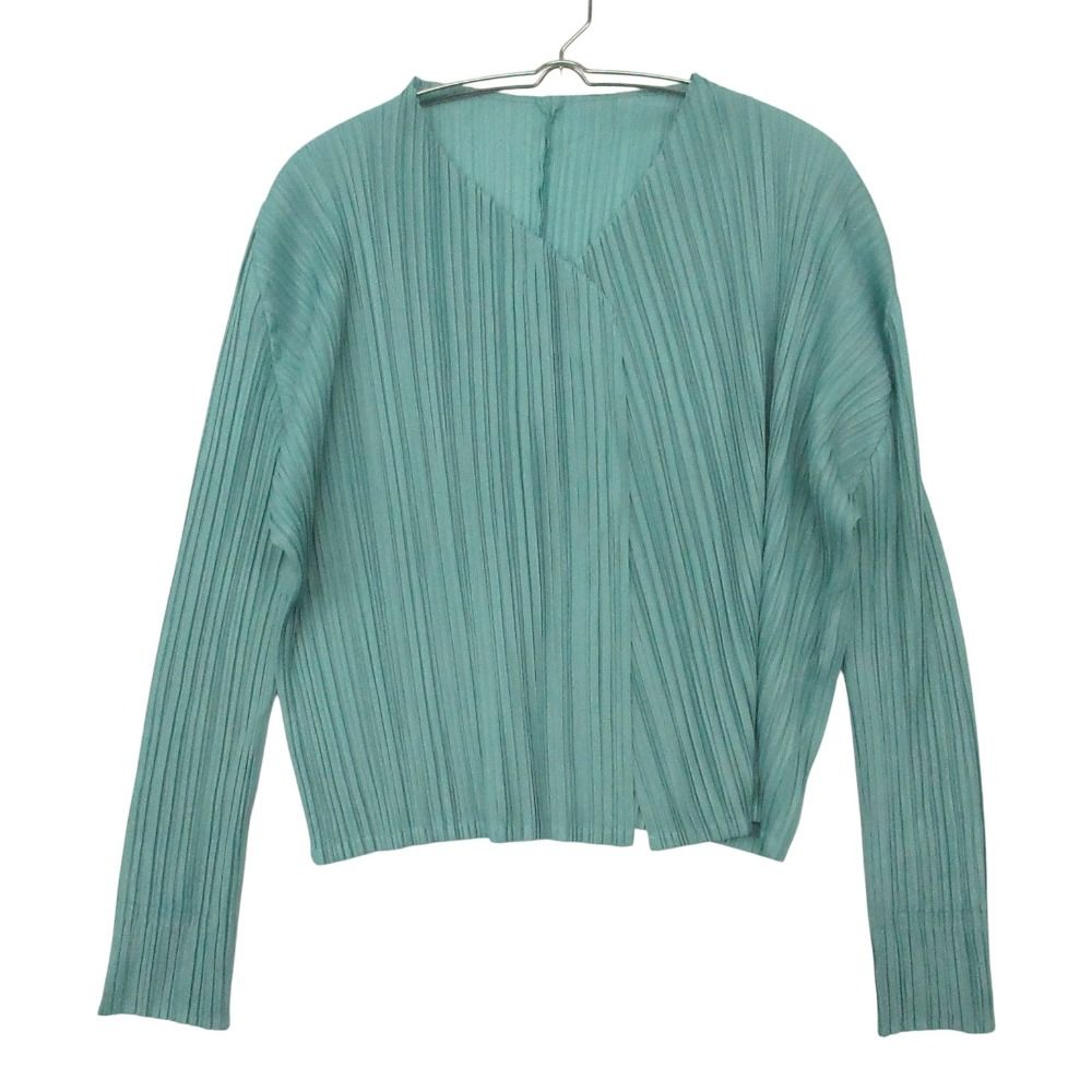 PLEATS PLEASE プリーツプリーズ ISSEY MIYAKE イッセイミヤケ 長袖シャツ ジャケット プリーツ 羽織り カーディガン ライトグリーン 3 レディース 【中古】