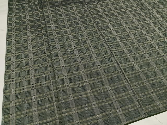 平和屋着物●花織　紬　格子　正絹　逸品　AABH3839ph