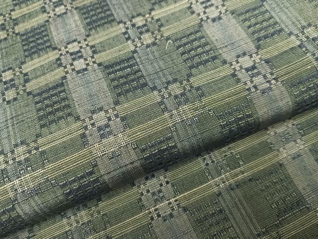 平和屋着物●花織　紬　格子　正絹　逸品　AABH3839ph