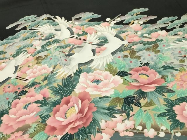 平和屋着物●豪華黒留袖 友禅 作家物 群鶴松竹梅文 暈し染め 正絹 逸品 CABD9014gh 平和屋着物●豪華黒留袖 友禅 作家物 群鶴松竹梅文 暈し染め 正絹 逸品 CABD9014gh