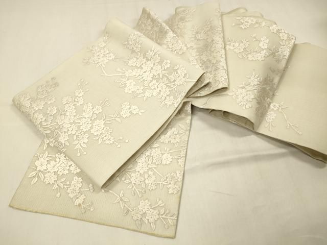 平和屋着物＊夏物　中国三大刺繍　相良刺繍　総刺繍　袋帯　枝桜　金糸　正絹　逸品　DABC8999cm