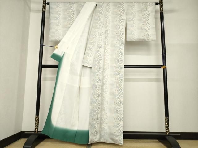 平和屋着物●本場大島紬 白大島 カタス9マルキ 流水花間道 正絹 逸品 AABH3283ck 平和屋着物●本場大島紬 白大島 カタス9マルキ 流水花間道 正絹 逸品 AABH3283ck