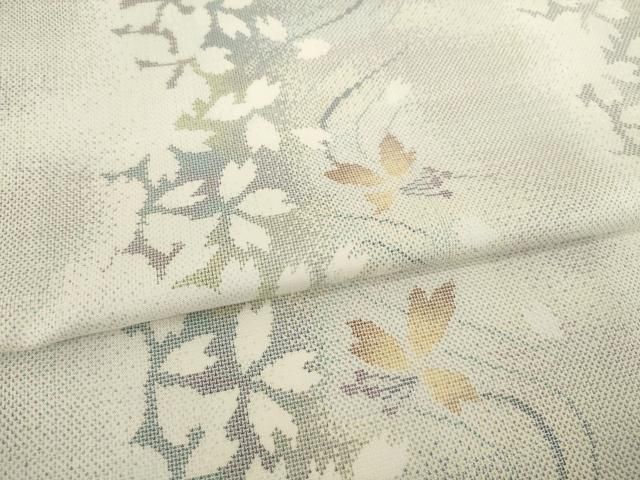 平和屋着物●本場大島紬 白大島 カタス9マルキ 流水花間道 正絹 逸品 AABH3283ck 平和屋着物●本場大島紬 白大島 カタス9マルキ 流水花間道 正絹 逸品 AABH3283ck
