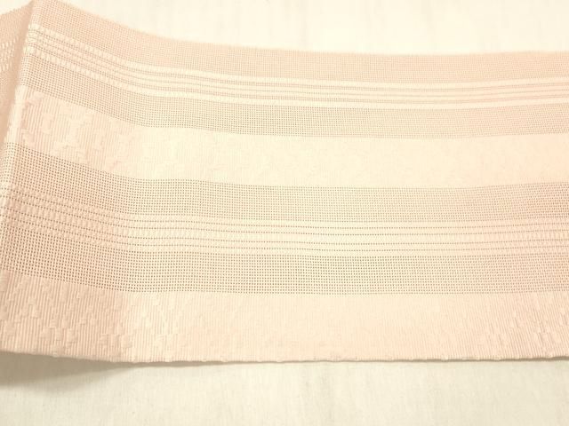 平和屋着物＊夏物　本場筑前博多織　八寸名古屋帯　紗献上　珊瑚色　正絹　逸品　DABD6521cm