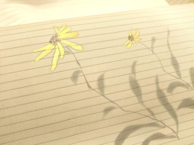 平和屋着物＊夏物　絽塩瀬　九寸名古屋帯　手描き　枝花文　金彩　正絹　逸品　DABD6522cm