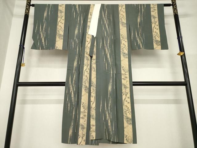平和屋着物●長襦袢　無双仕立て　型染め　草花間道　正絹　逸品　AABH3286ck