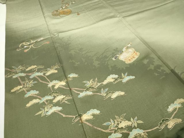 平和屋着物●訪問着　鼓　横笛　松花文　暈し染め　金彩　正絹　逸品　CABD9019gh