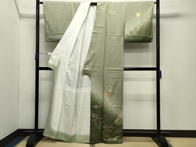 平和屋着物●訪問着　鼓　横笛　松花文　暈し染め　金彩　正絹　逸品　CABD9019gh