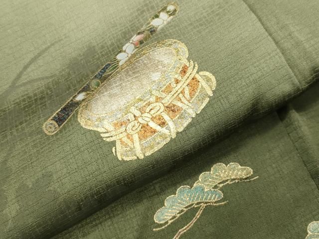 平和屋着物●訪問着　鼓　横笛　松花文　暈し染め　金彩　正絹　逸品　CABD9019gh