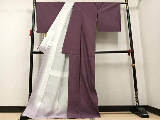 平和屋着物●上質な紬　色無地　濃色　正絹　逸品　AABH3844ph