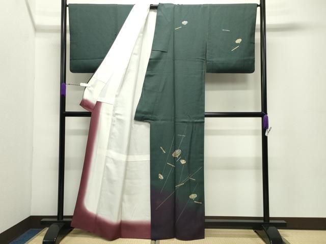 平和屋着物●訪問着　独楽　横笛　暈し染め　金銀彩　正絹　逸品　CABD9020gh