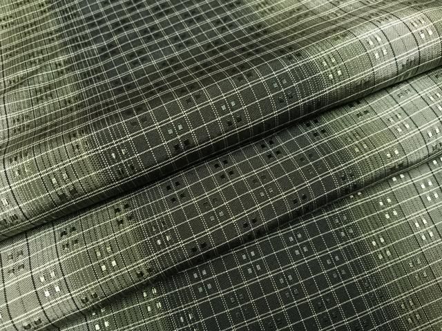 平和屋着物●花織 紬 格子 ロング丈 正絹 逸品 AABH3845ph