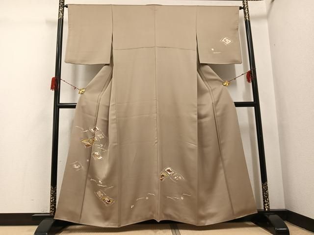 平和屋着物●訪問着　友禅　駒刺繍　草花宝尽くし　金彩　正絹　逸品　AABH3846ph