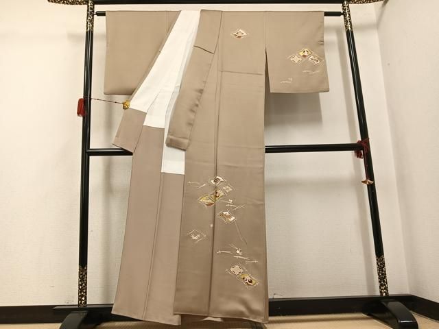 平和屋着物●訪問着 友禅 駒刺繍 草花宝尽くし 金彩 正絹 逸品 AABH3846ph 平和屋着物●訪問着 友禅 駒刺繍 草花宝尽くし 金彩 正絹 逸品 AABH3846ph