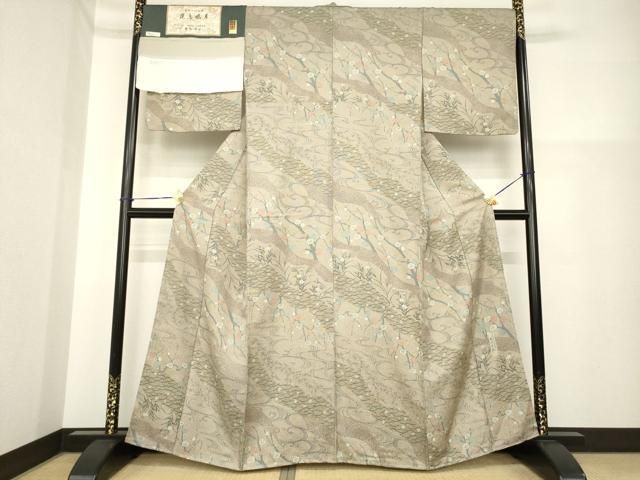 平和屋着物●人間国宝・南部芳松の息子 伝統工芸伝承者彫刻・南部幸雄 型染 小紋 花鳥風月 丹後縮緬 反端付 逸品 未使用 AABH3289ck