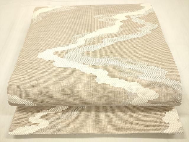 平和屋着物＊夏物　六移柄袋帯　流水文　三越扱い　正絹　逸品　DABD6526cm