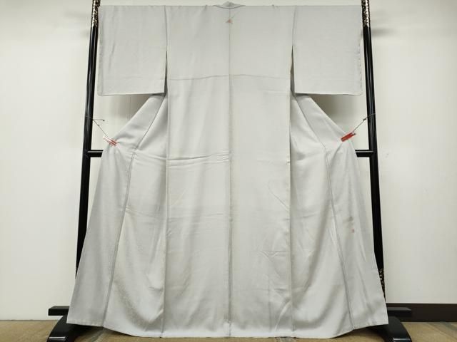 平和屋着物●京友禅の人間国宝　上野為二　色無地　舞葉地紋　牡丹鼠色　正絹　逸品　CABE6927ut