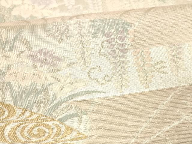 平和屋着物*夏物 六通柄袋帯 草花文 金銀糸 正絹 逸品 DABD6527cm 平和屋着物*夏物 六通柄袋帯 草花文 金銀糸 正絹 逸品 DABD6527cm