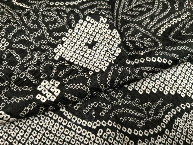 平和屋着物●訪問着　総絞り　花青海波　黒地　さが美扱い　正絹　逸品　未使用　AABH3848ph