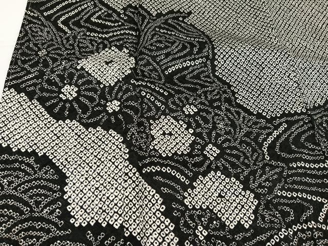 平和屋着物●訪問着　総絞り　花青海波　黒地　さが美扱い　正絹　逸品　未使用　AABH3848ph