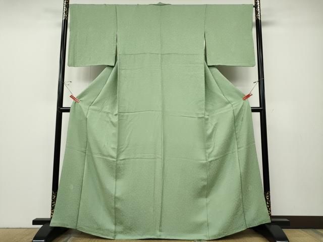 平和屋着物●上質な色無地 舞花地紋 山葵色 正絹 逸品 CABE6928ut 平和屋着物●上質な色無地 舞花地紋 山葵色 正絹 逸品 CABE6928ut