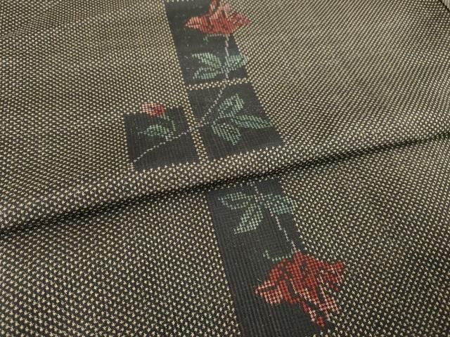 平和屋着物●本場大島紬　薔薇　一元絣　証紙付き　正絹　逸品　AABH3291ck