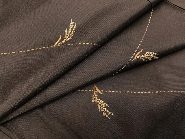 平和屋着物●本場大島紬　刺繍　稲　正絹　逸品　未使用　AABH3850ph