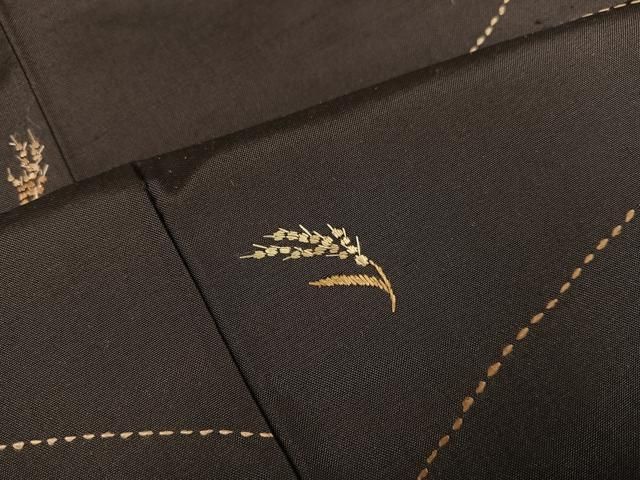 平和屋着物●本場大島紬 刺繍 稲 正絹 逸品 未使用 AABH3850ph 平和屋着物●本場大島紬 刺繍 稲 正絹 逸品 未使用 AABH3850ph