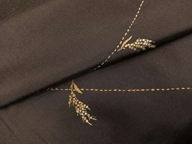 平和屋着物●本場大島紬 刺繍 稲 正絹 逸品 未使用 AABH3850ph 平和屋着物●本場大島紬 刺繍 稲 正絹 逸品 未使用 AABH3850ph