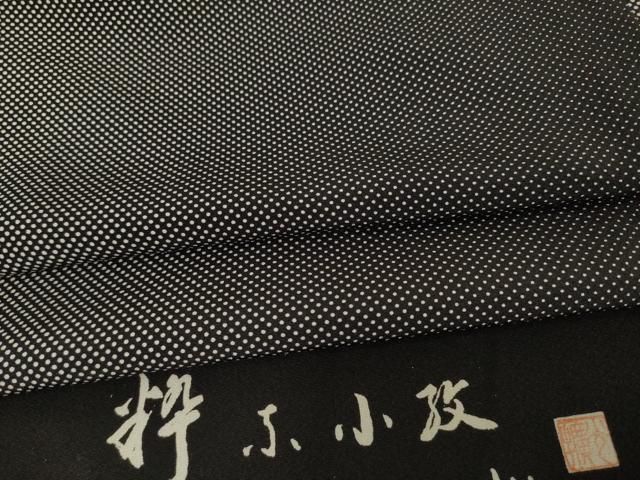 平和屋着物●伝統工芸師　服部光擴　小紋　粋京小紋　間道　黒地　正絹　逸品　AABH3292ck