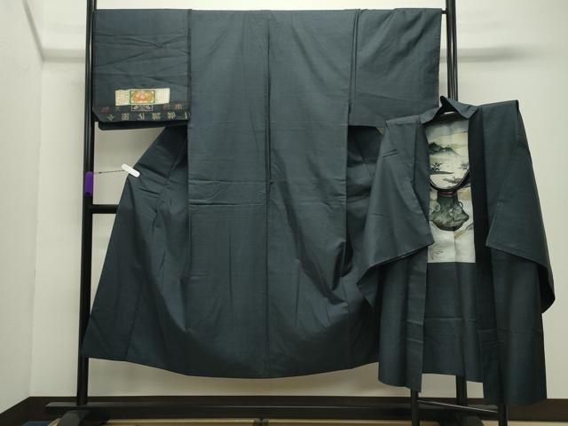 平和屋着物●男性 本場大島紬 アンサンブル 80亀甲 総詰め 証紙付き 正絹 逸品 CABD9024gh