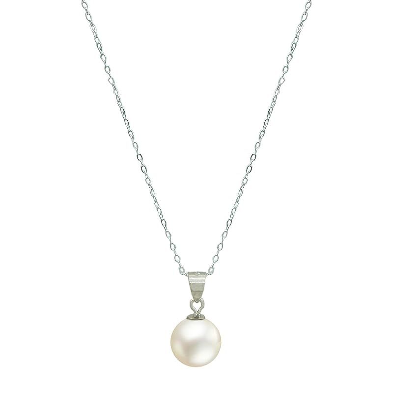 [ジュエリーショップエム] あこや真珠 宇和島産 8mm 1粒 ネックレス ペンダント シルバー925 あずきチェーン レディース シンプル ジュエリー 日本製 akoya03 SV az 45cm