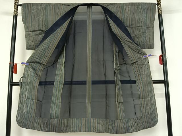 平和屋着物▽道中着 スリーシーズン 春夏秋 塵除け ロング丈 縞 正絹 逸品 AABH5603jh 平和屋着物▽道中着 スリーシーズン 春夏秋 塵除け ロング丈 縞 正絹 逸品 AABH5603jh