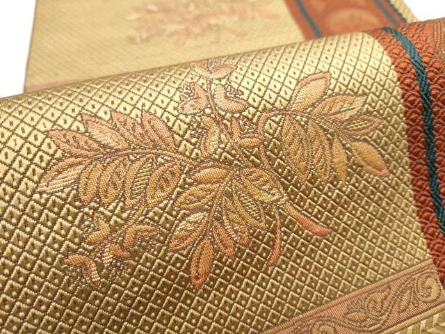 平和屋着物●本場筑前博多織 八寸名古屋帯 草花文 正絹 逸品 CABF5296hy 平和屋着物●本場筑前博多織 八寸名古屋帯 草花文 正絹 逸品 CABF5296hy