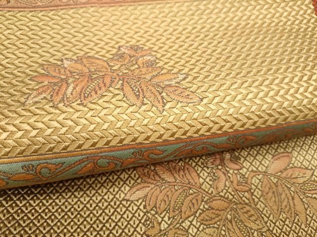 平和屋着物●本場筑前博多織 八寸名古屋帯 草花文 正絹 逸品 CABF5296hy 平和屋着物●本場筑前博多織 八寸名古屋帯 草花文 正絹 逸品 CABF5296hy