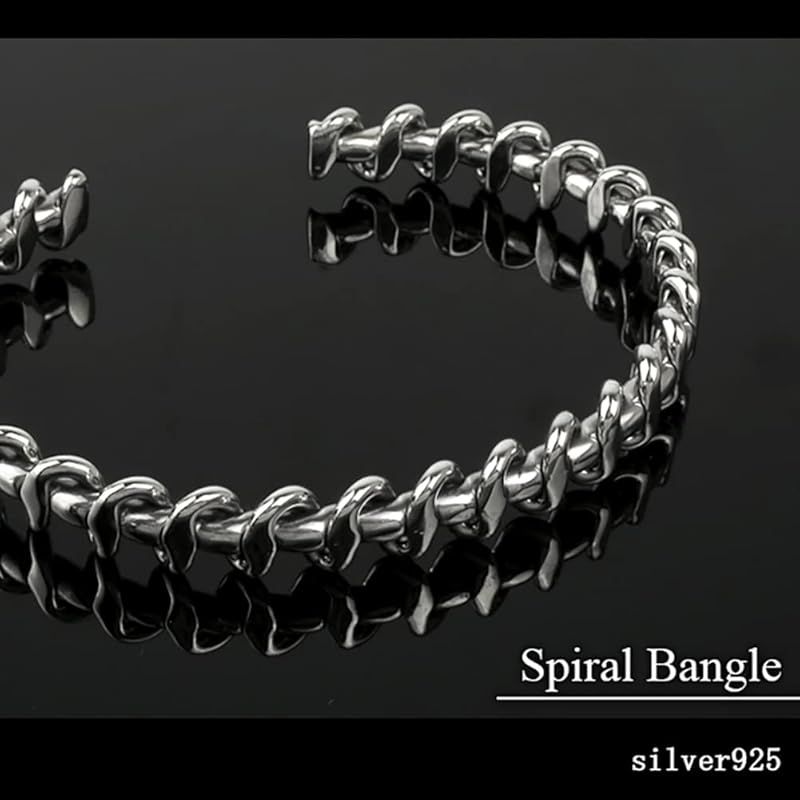 新宿銀の蔵 螺旋 シルバー925 バングル 幅0.8cm メンズ ブレスレット ブレス 腕輪 男性用 カジュアル シンプル モード スタイリッシュ