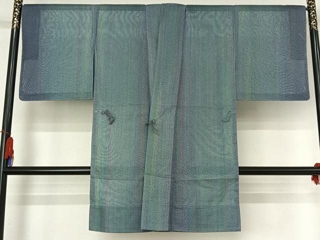 平和屋着物▽染色家 岩浅公展　道中着　スリーシーズン　春夏秋　塵除け　縞　正絹　逸品　未使用　AABH9810jh