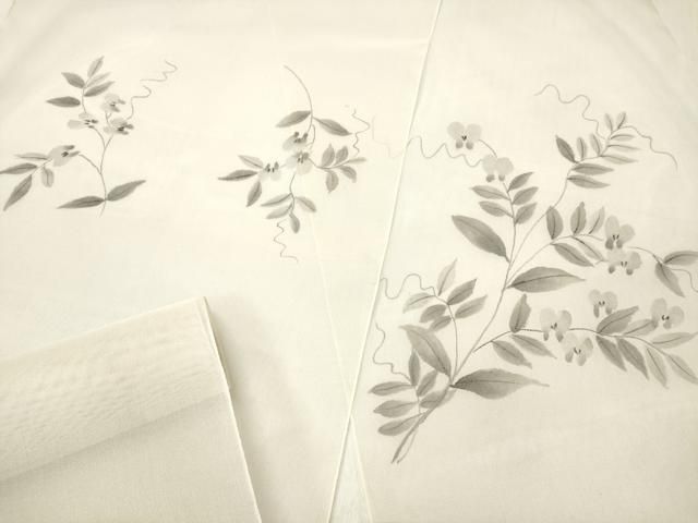平和屋着物＊夏物　西陣　名古屋帯　帯反物　紗紬　手描き　露草　逸品　未使用　DABD7717zzz