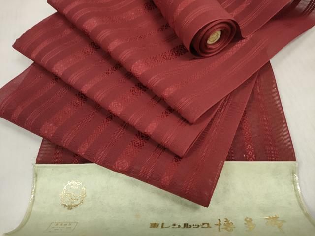 平和屋着物＊夏物　名古屋帯　帯反物　博多帯　紗献上　葡萄色　証紙付き　東レシルック　未使用　DABD7772zzz