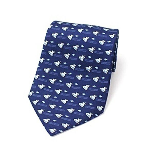 エルメス シルク ネクタイ アヒル柄 中古 Aランク HERMES メンズ ビジネス
