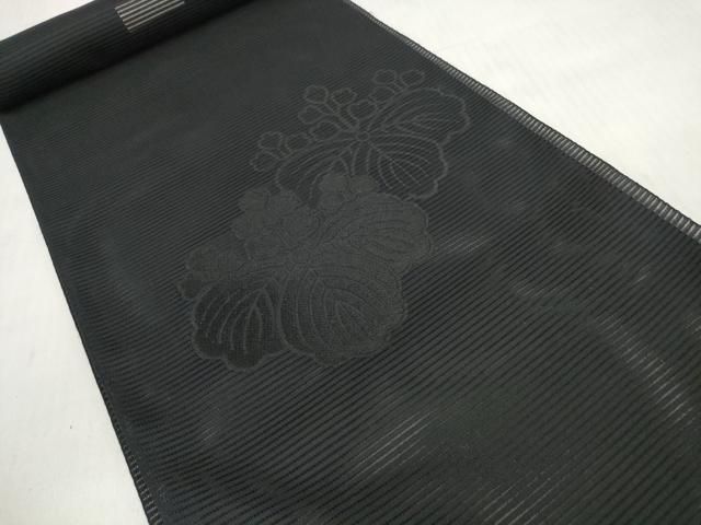 平和屋着物＊夏物 西陣さの善謹製 名古屋帯 帯反物 黒共帯 衿芯付き 五