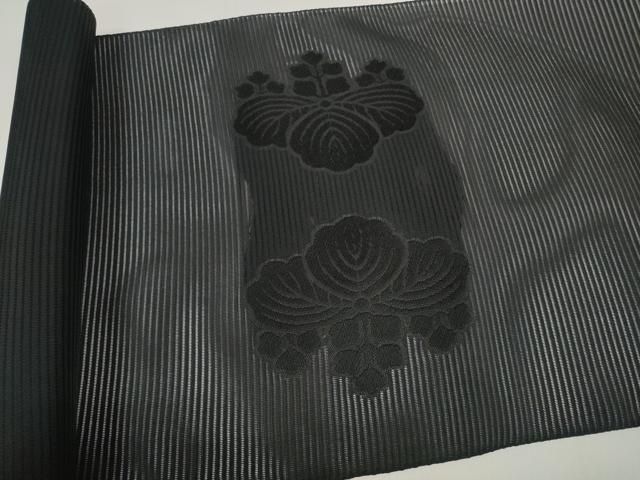 平和屋着物＊夏物 西陣さの善謹製 名古屋帯 帯反物 黒共帯 衿芯付き 五