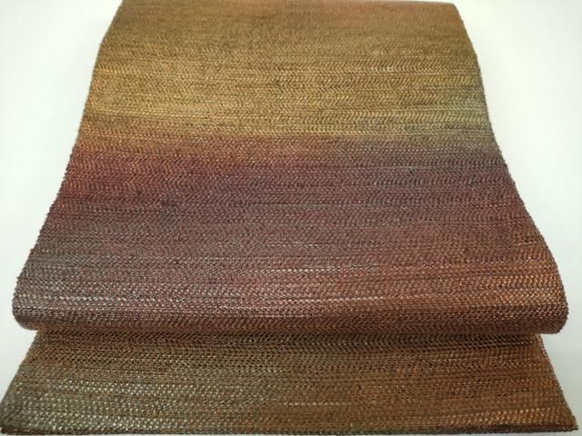 平和屋着物●全通柄　京袋帯　段霞文　金糸　正絹　逸品　DABE5575ps