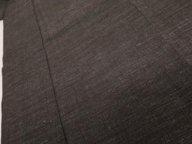 平和屋着物○男性 紬 ちぢみ織 色無地 藍鉄色 正絹 逸品 AABI5186cs