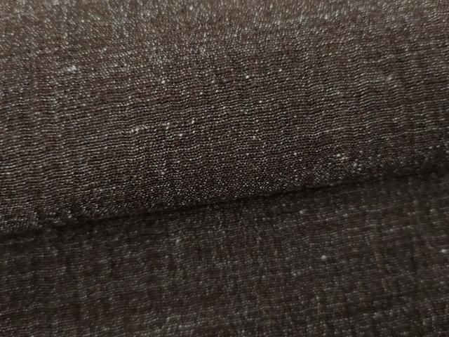平和屋着物○男性 紬 ちぢみ織 色無地 藍鉄色 正絹 逸品 AABI5186cs